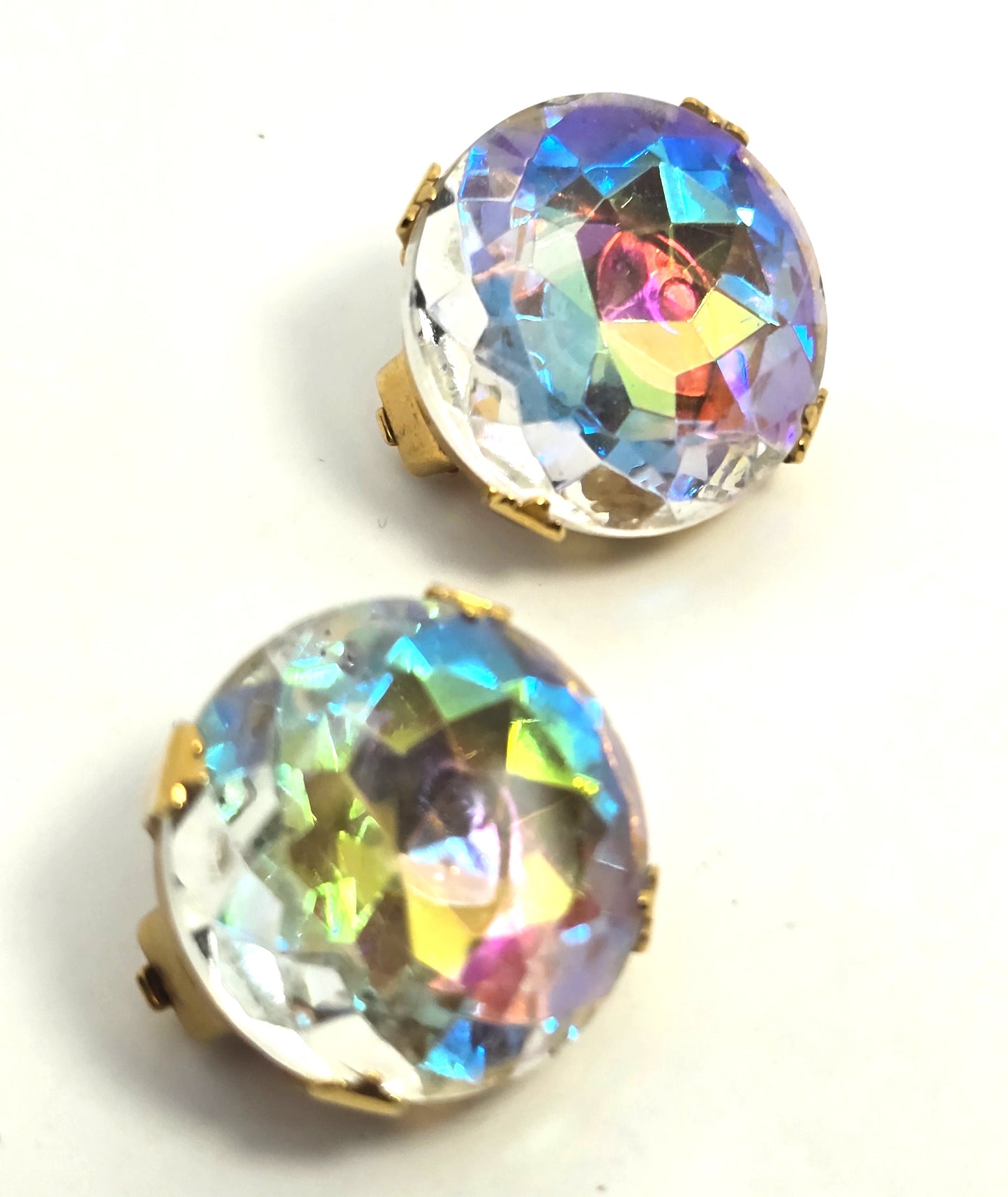 Zoe Coste Designs vintage Zultanite large headlight Rhinestone clip on earrings