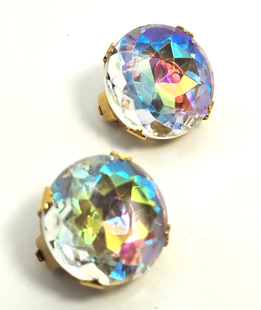 Zoe Coste Designs vintage Zultanite large headlight Rhinestone clip on earrings