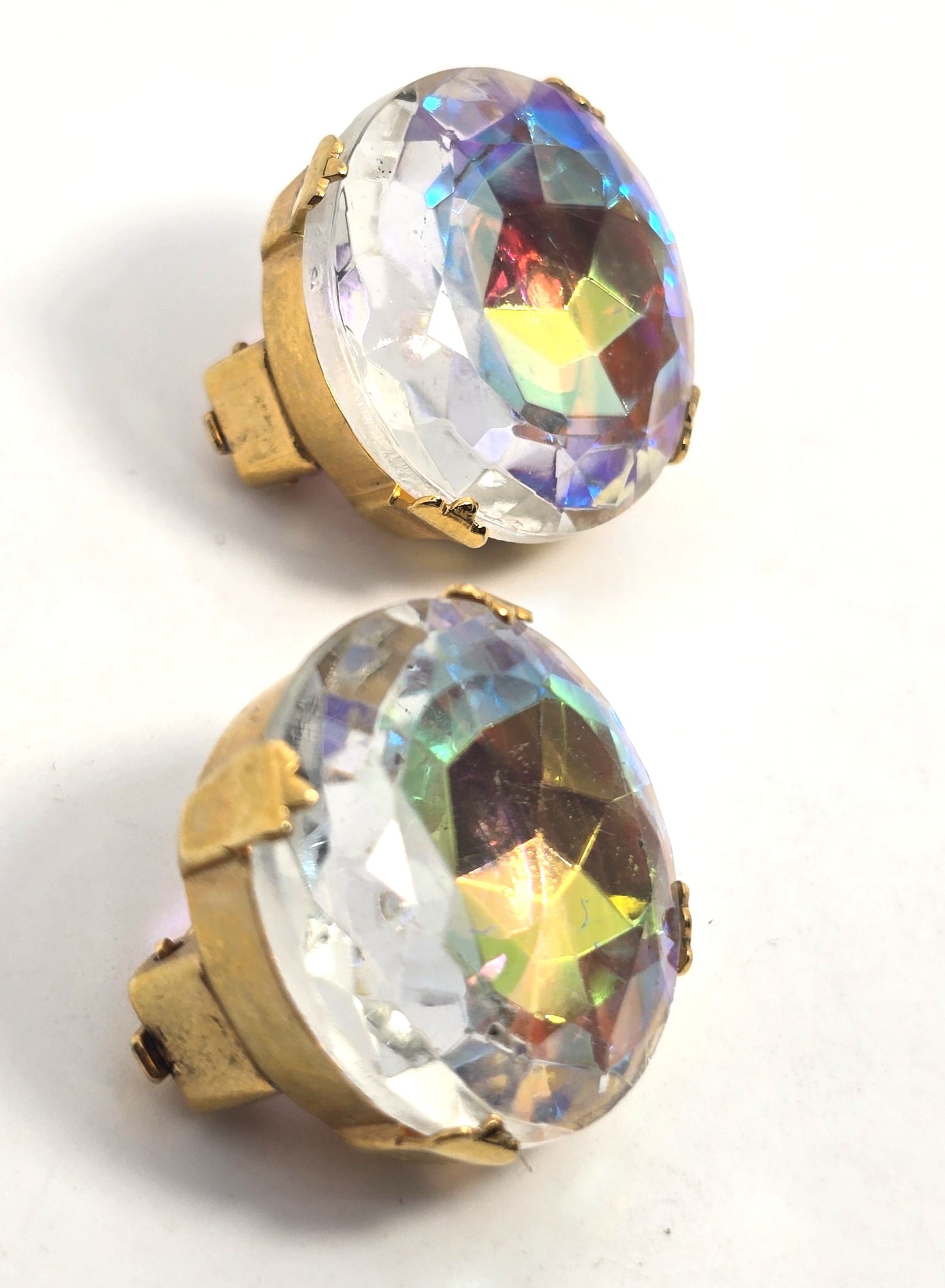 Zoe Coste Designs vintage Zultanite large headlight Rhinestone clip on earrings