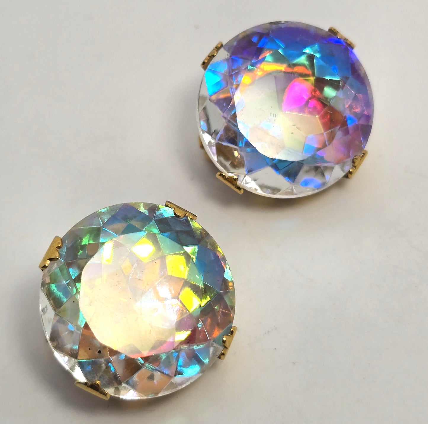 Zoe Coste Designs vintage Zultanite large headlight Rhinestone clip on earrings
