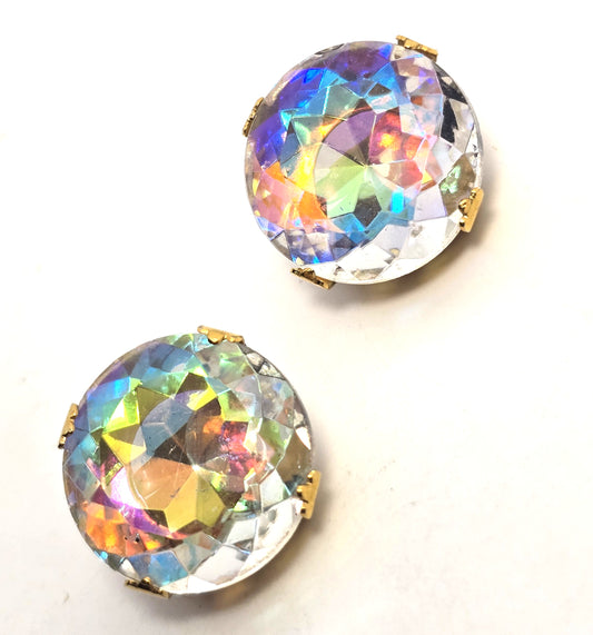 Zoe Coste Designs vintage Zultanite large headlight Rhinestone clip on earrings