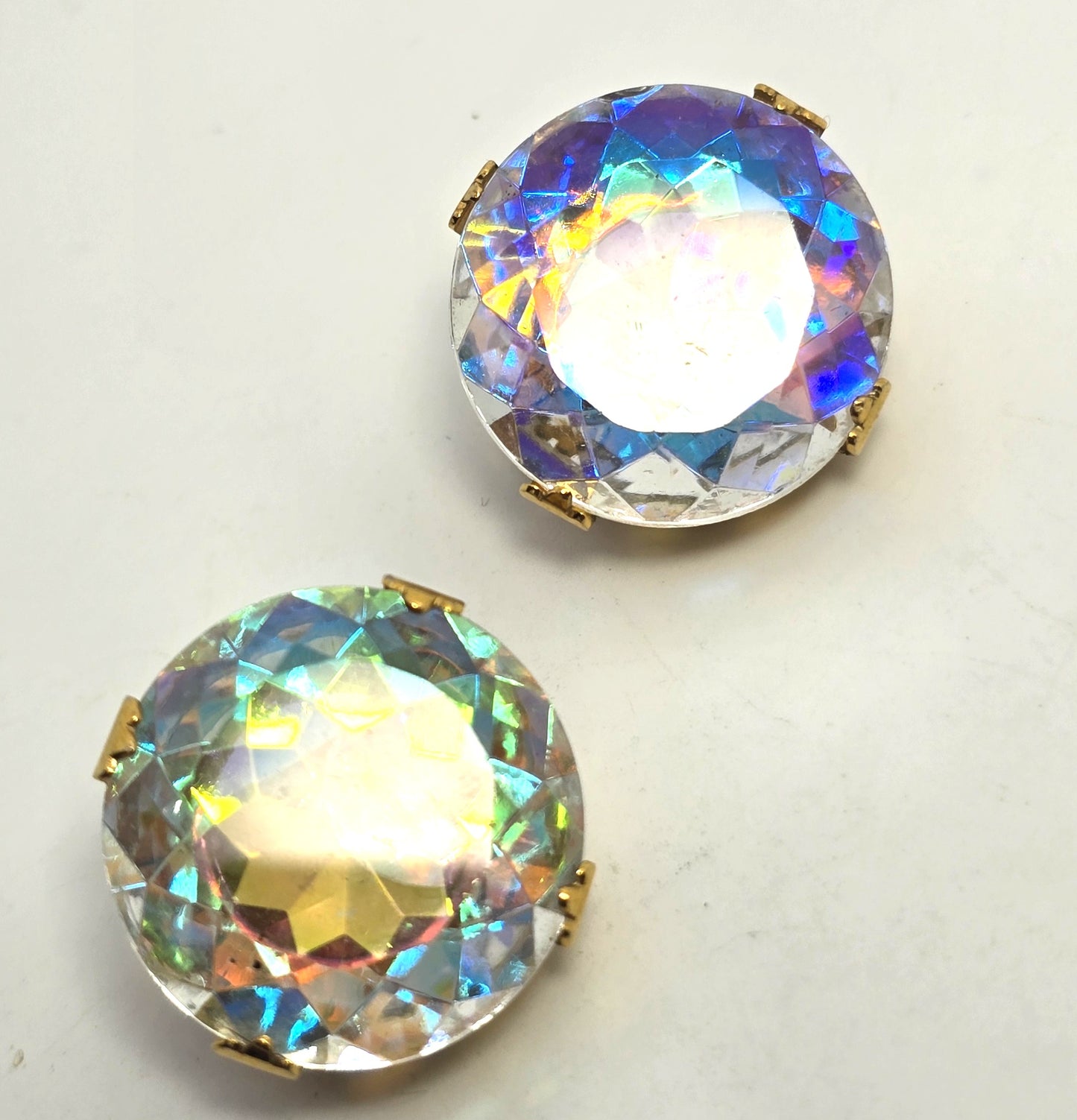Zoe Coste Designs vintage Zultanite large headlight Rhinestone clip on earrings