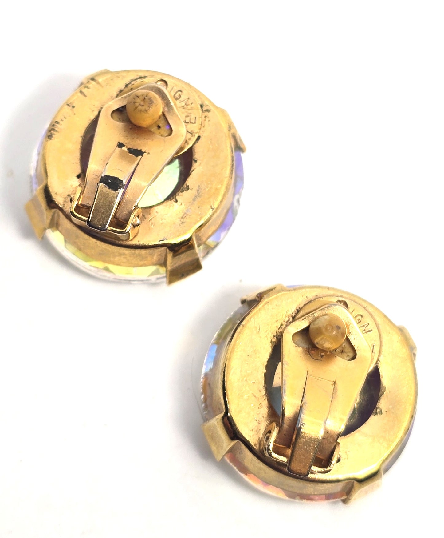Zoe Coste Designs vintage Zultanite large headlight Rhinestone clip on earrings