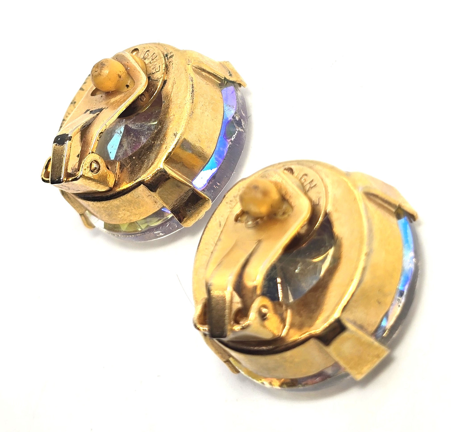 Zoe Coste Designs vintage Zultanite large headlight Rhinestone clip on earrings