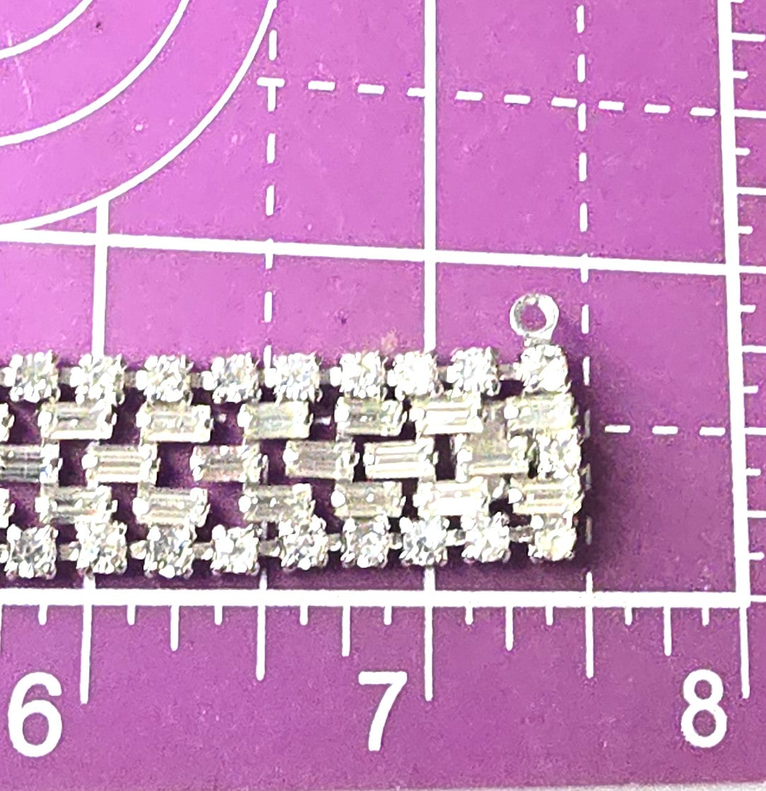 Large 5 row clear rhinestone mid century vintage cuff statement bracelet