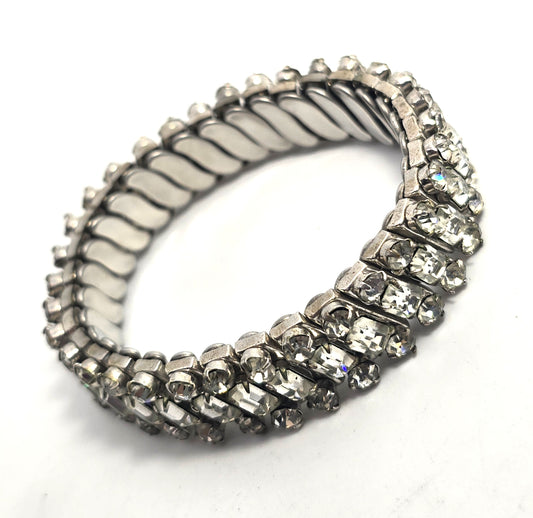 Parco clear rhinestone baguette vintage stretch expanding bracelet Pat Pend
