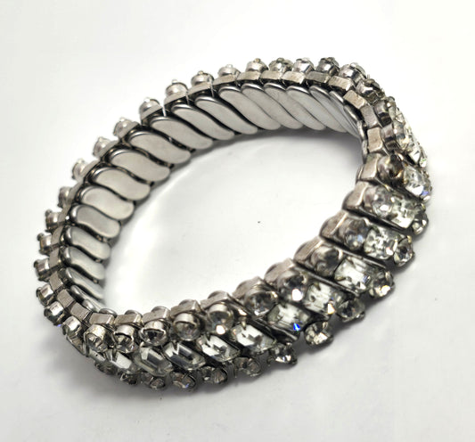Parco clear rhinestone baguette vintage stretch expanding bracelet Pat Pend