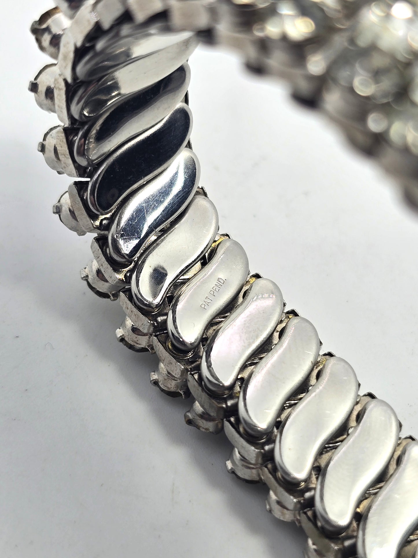 Parco clear rhinestone baguette vintage stretch expanding bracelet Pat Pend