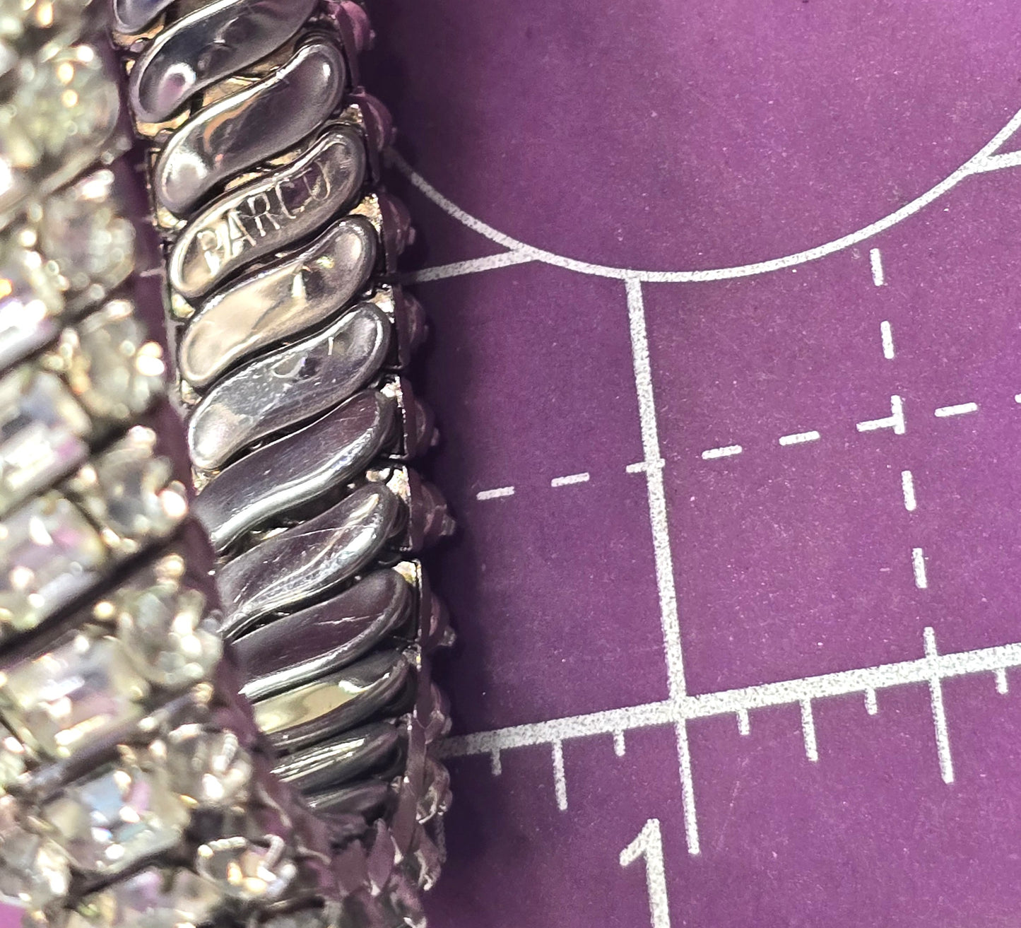 Parco clear rhinestone baguette vintage stretch expanding bracelet Pat Pend