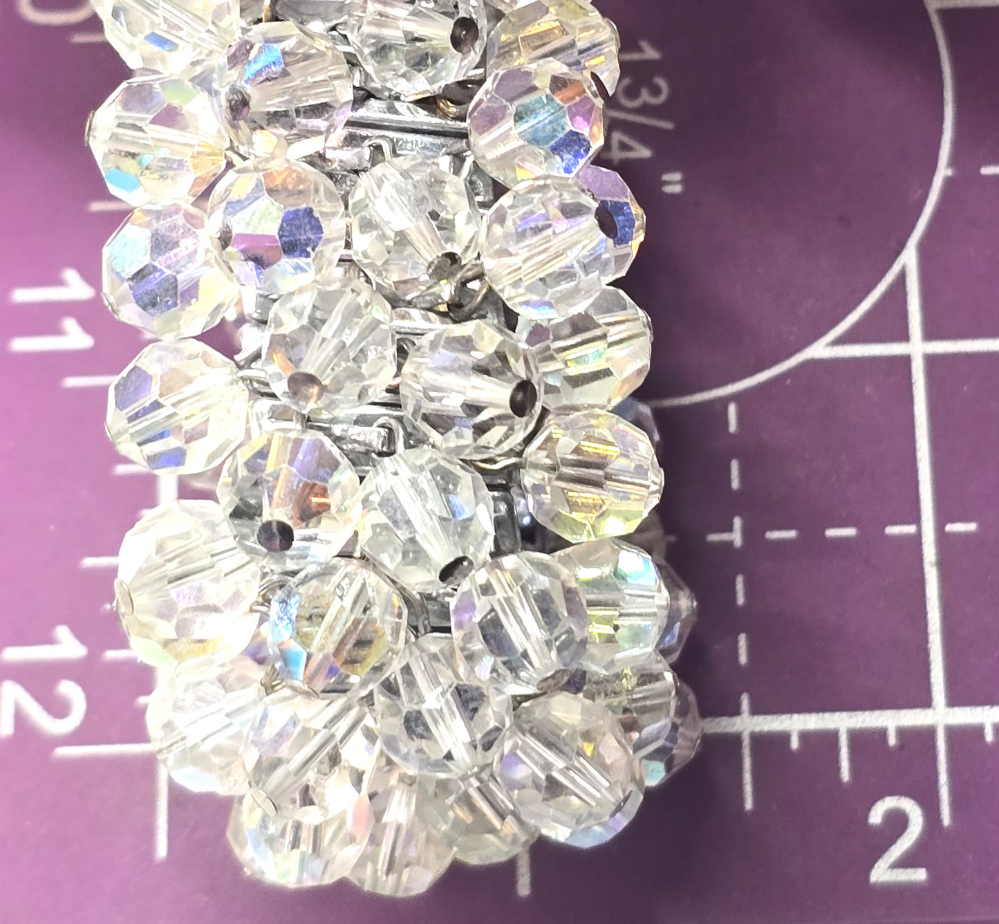 Austrian crystal Aurora Borealis beaded vintage stretch expanding bracelet Japan B