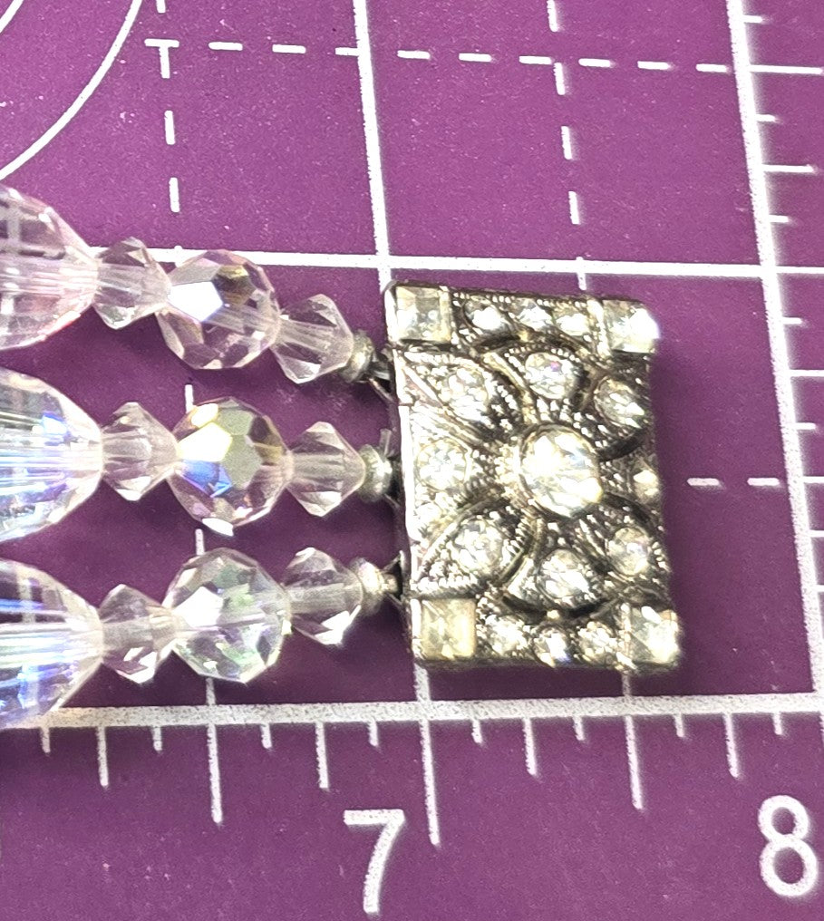 Triple strand vintage barrel beaded Austrian Crystal rhinestone clasp bracelet