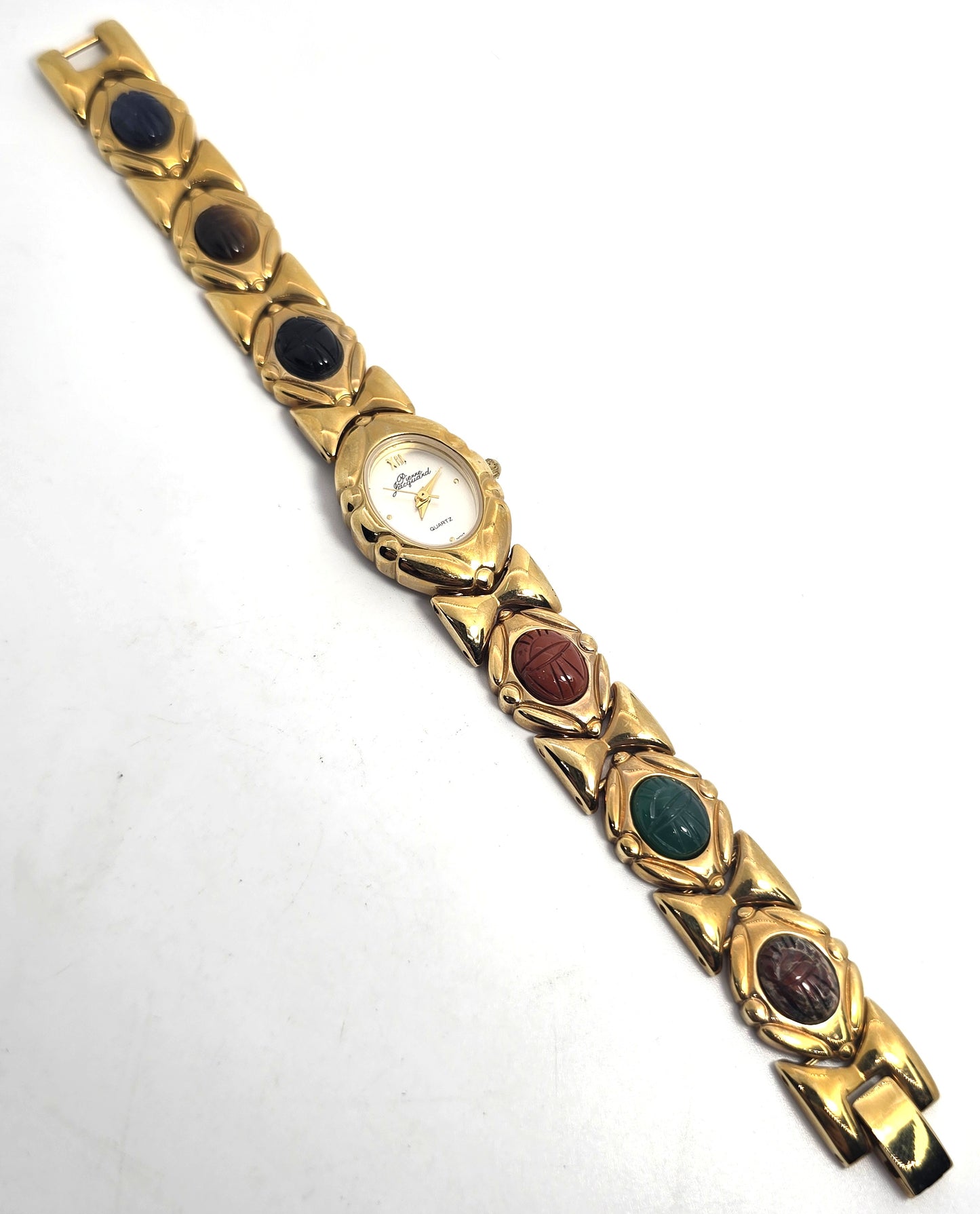 Pierre Jacquard Quartz Scarab Egyptian Revival Gold tone Vintage Watch