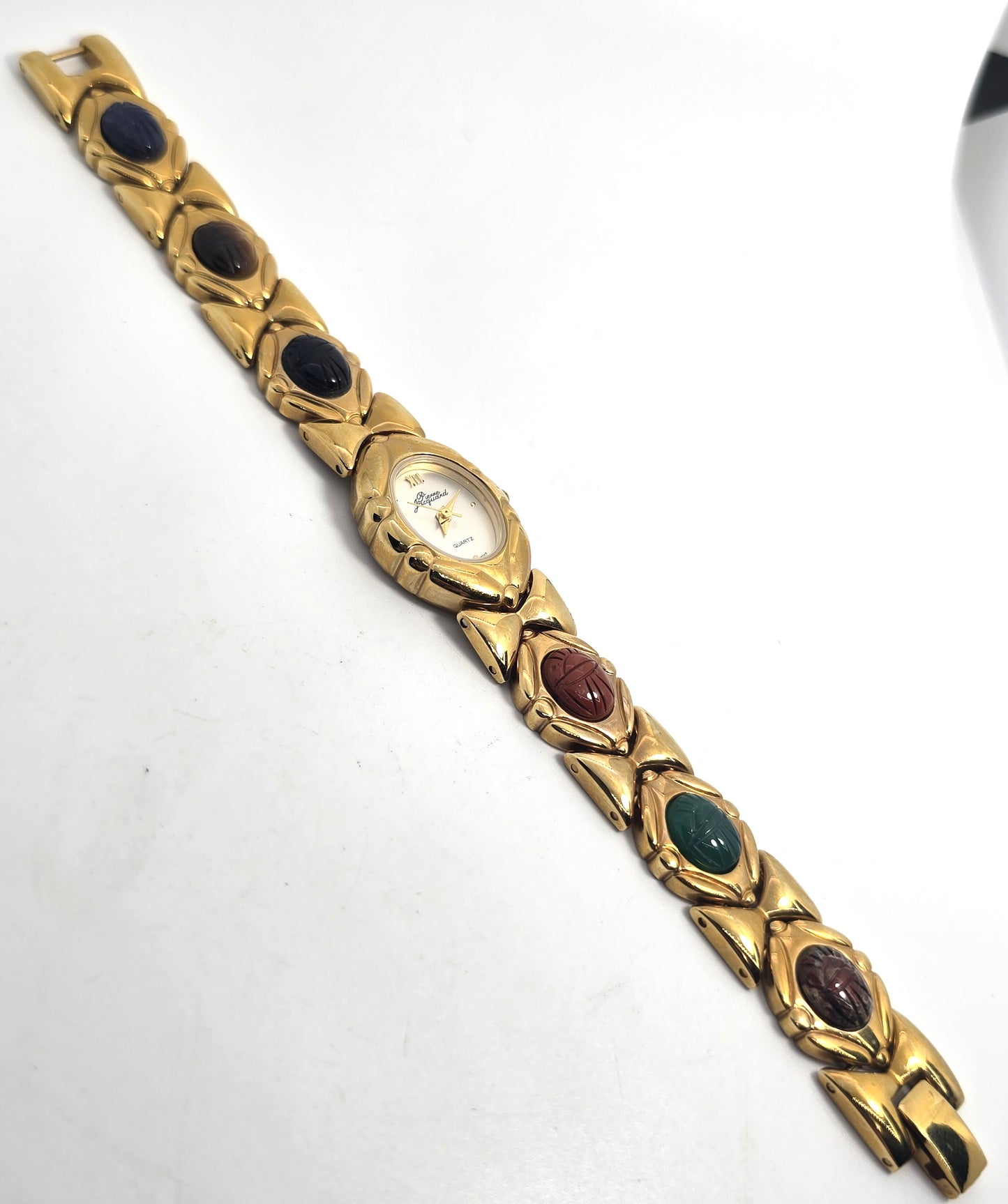 Pierre Jacquard Quartz Scarab Egyptian Revival Gold tone Vintage Watch