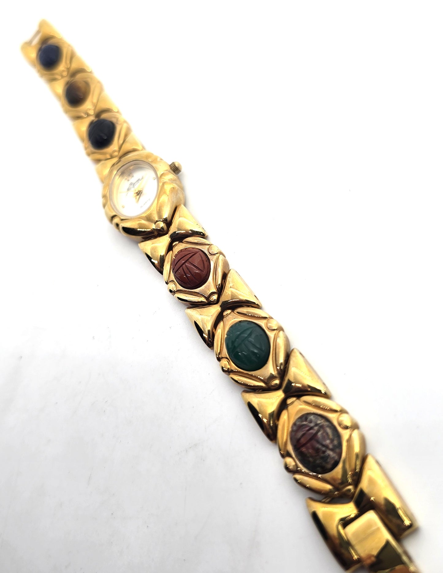 Pierre Jacquard Quartz Scarab Egyptian Revival Gold tone Vintage Watch