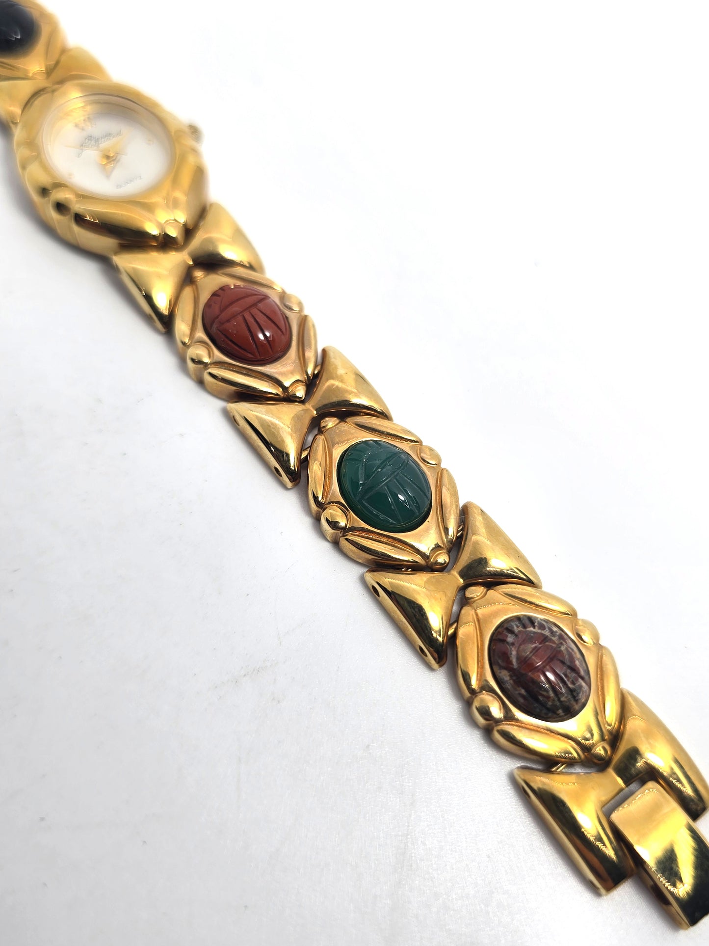 Pierre Jacquard Quartz Scarab Egyptian Revival Gold tone Vintage Watch