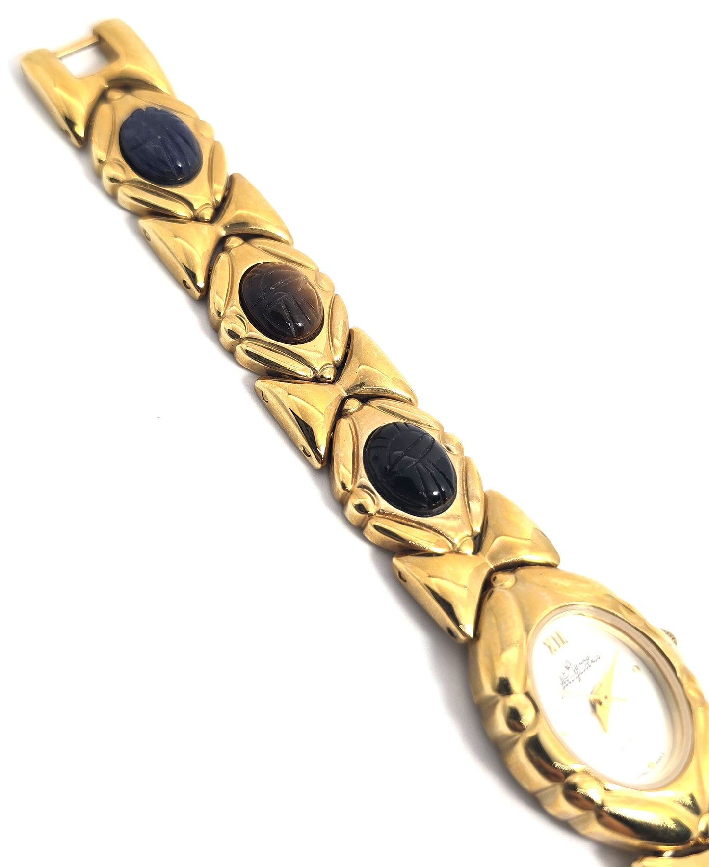 Pierre Jacquard Quartz Scarab Egyptian Revival Gold tone Vintage Watch