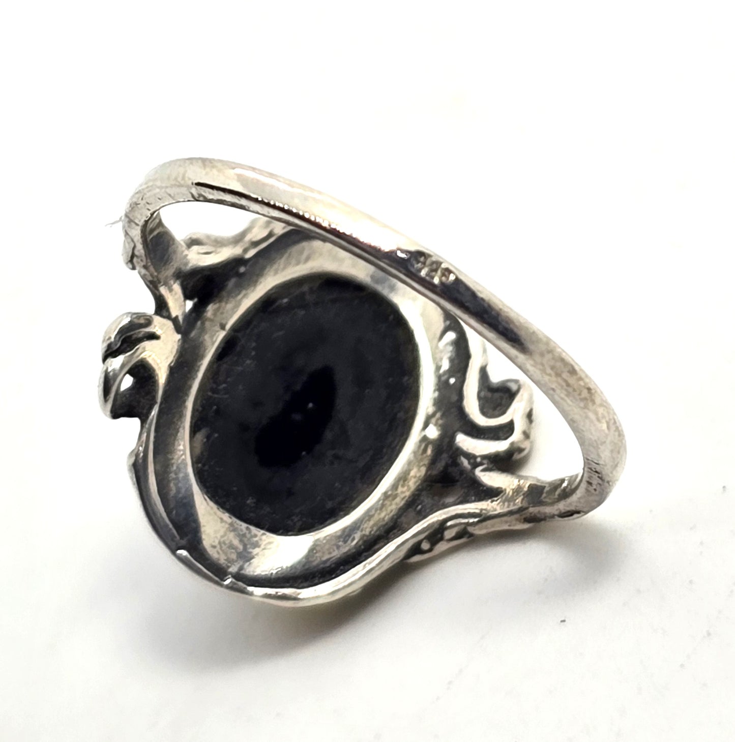 Green Amber gemstone sterling silver statement ring size 7 and 1/4