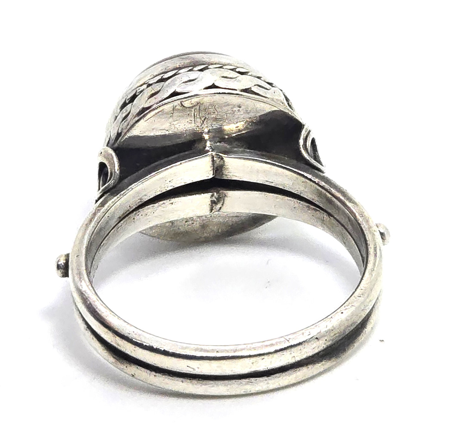 Baltic Amber Round tribal Balinese Bali vintage sterling silver ring size 6