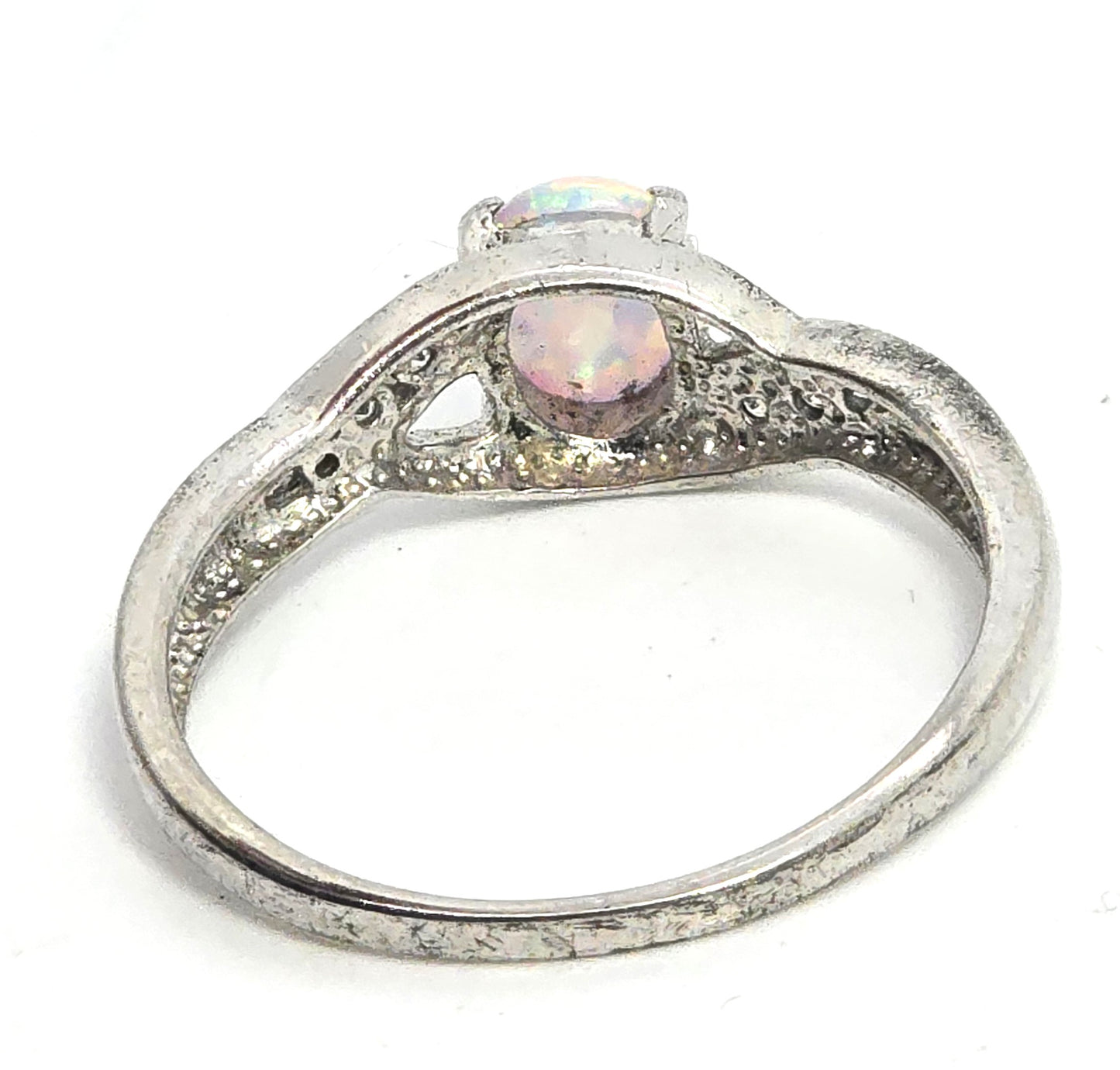 RJ  Graziano White Fire opal Cubic Zirconia sterling silver vintage ring size 10