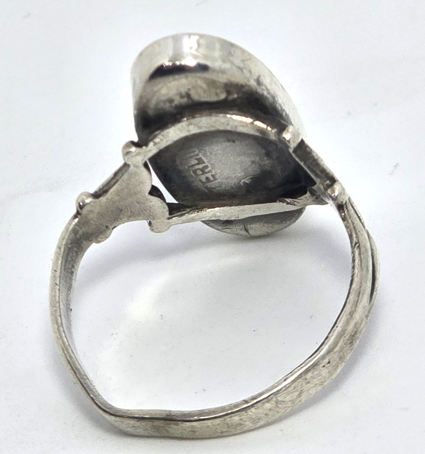 Abalone Paua shell Southwestern long sterling silver ring size 6.5