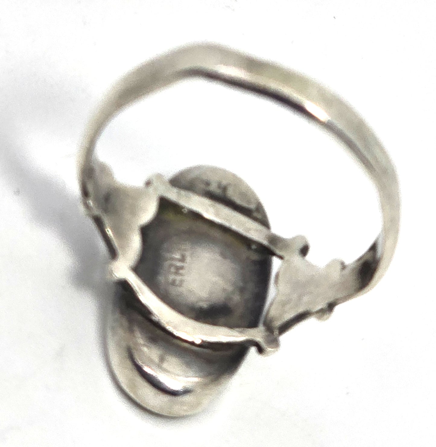 Abalone Paua shell Southwestern long sterling silver ring size 6.5