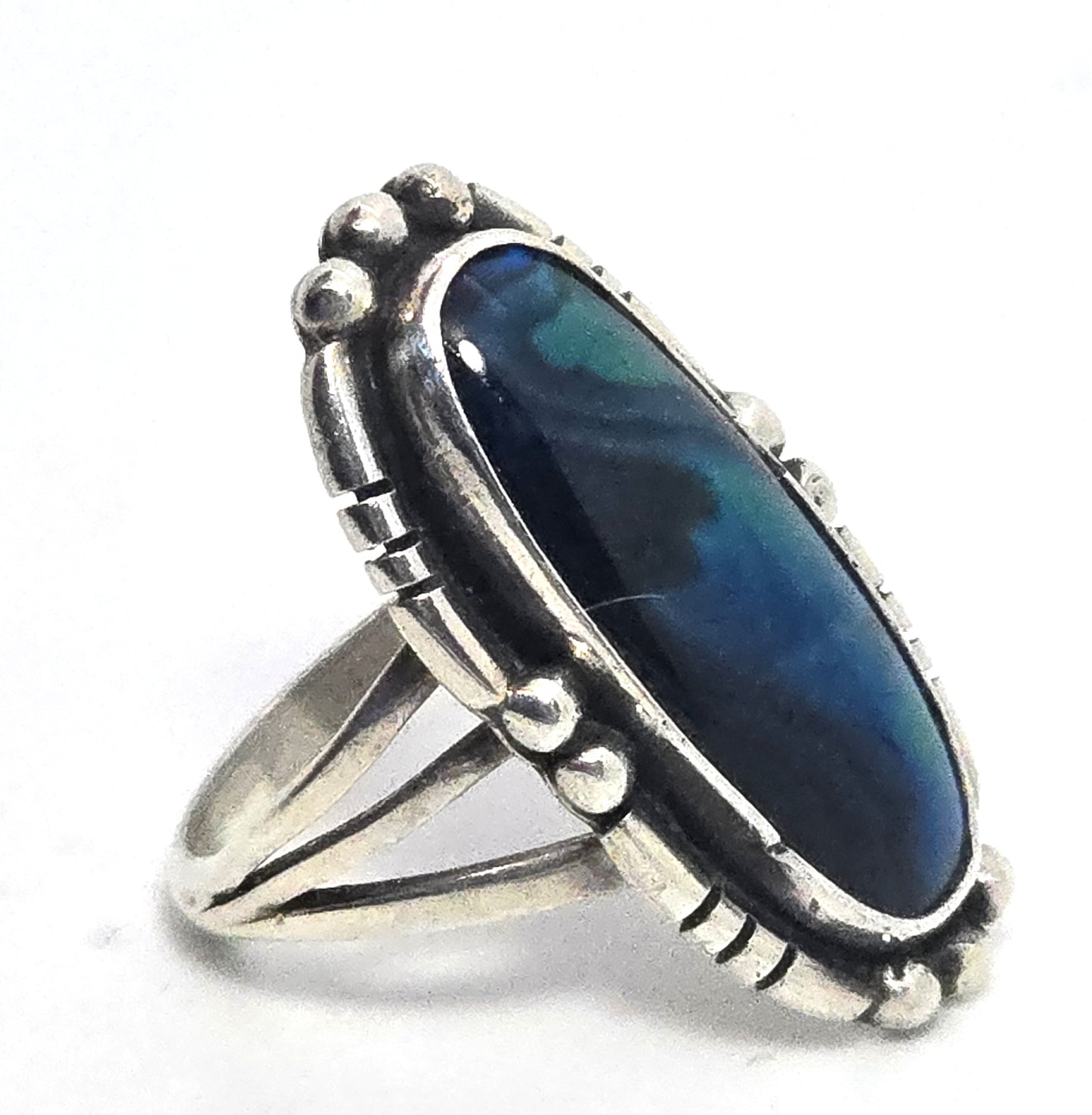 K mtz Martinez Native American sterling silver ring Abalone Paua shell ring size 6.5