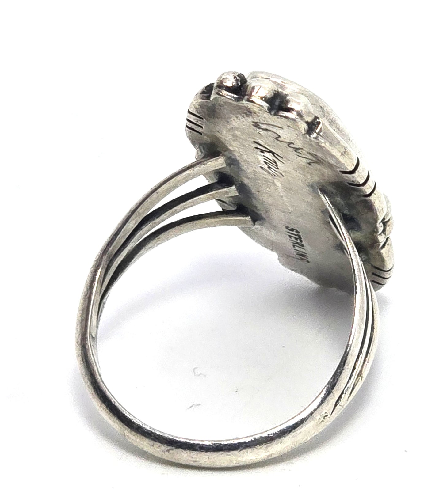 K mtz Martinez Native American sterling silver ring Abalone Paua shell ring size 6.5