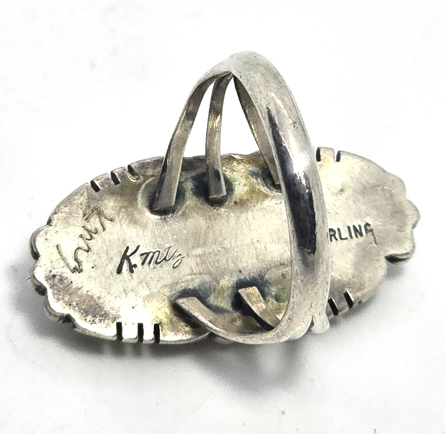 K mtz Martinez Native American sterling silver ring Abalone Paua shell ring size 6.5