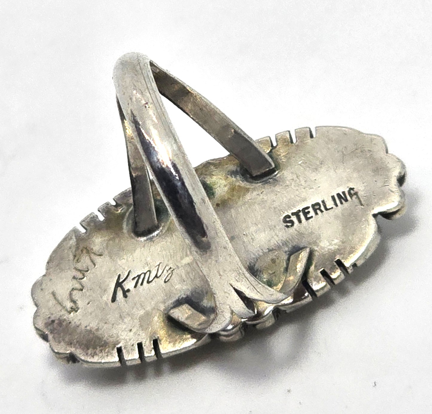 K mtz Martinez Native American sterling silver ring Abalone Paua shell ring size 6.5