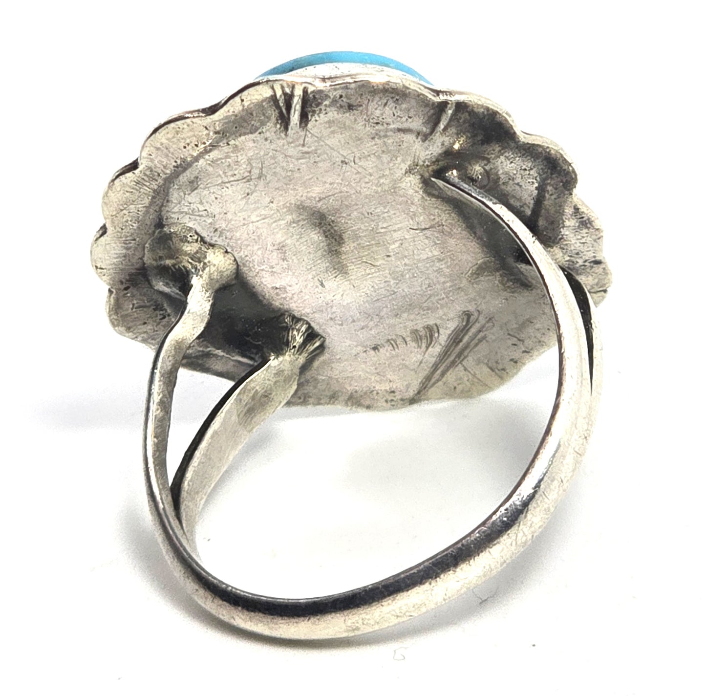 EMY Eugene Yvonne Mahooty turquoise sterling silver vintage Native American ring size 8