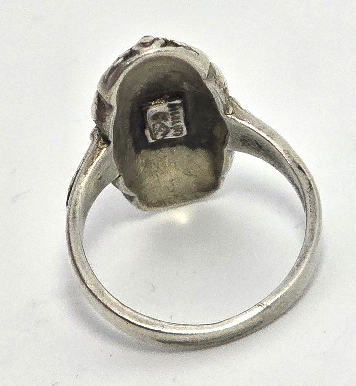 SC Cloud Black onyx long vintage sterling silver ring size 7