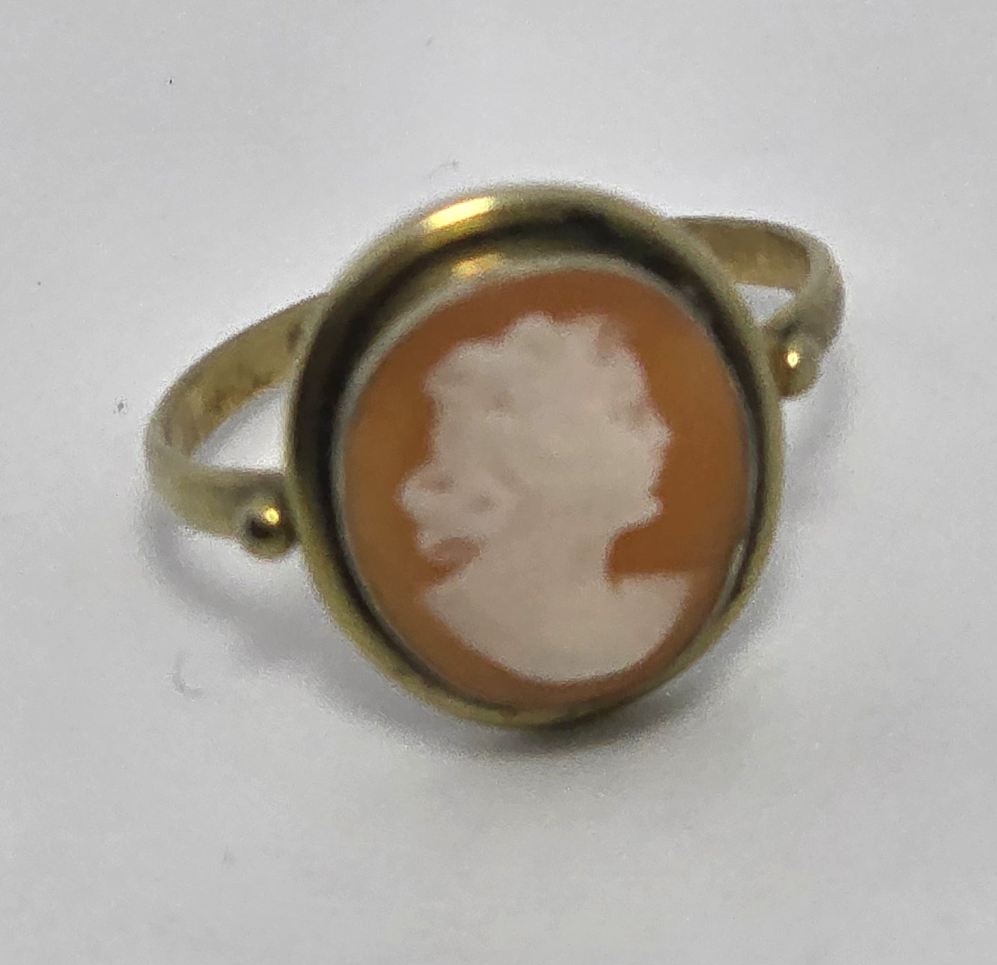 Carved shell vermeil delicate vintage gold over 800 silver ring size 5