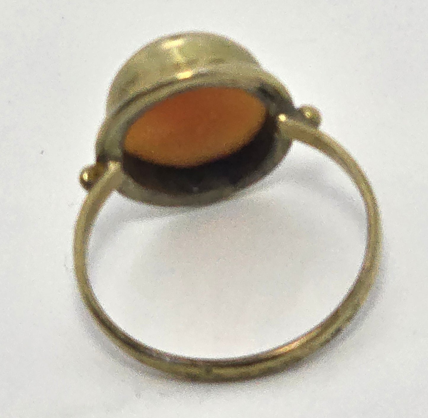 Carved shell vermeil delicate vintage gold over 800 silver ring size 5