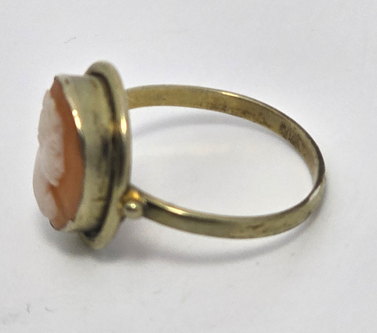 Carved shell vermeil delicate vintage gold over 800 silver ring size 5