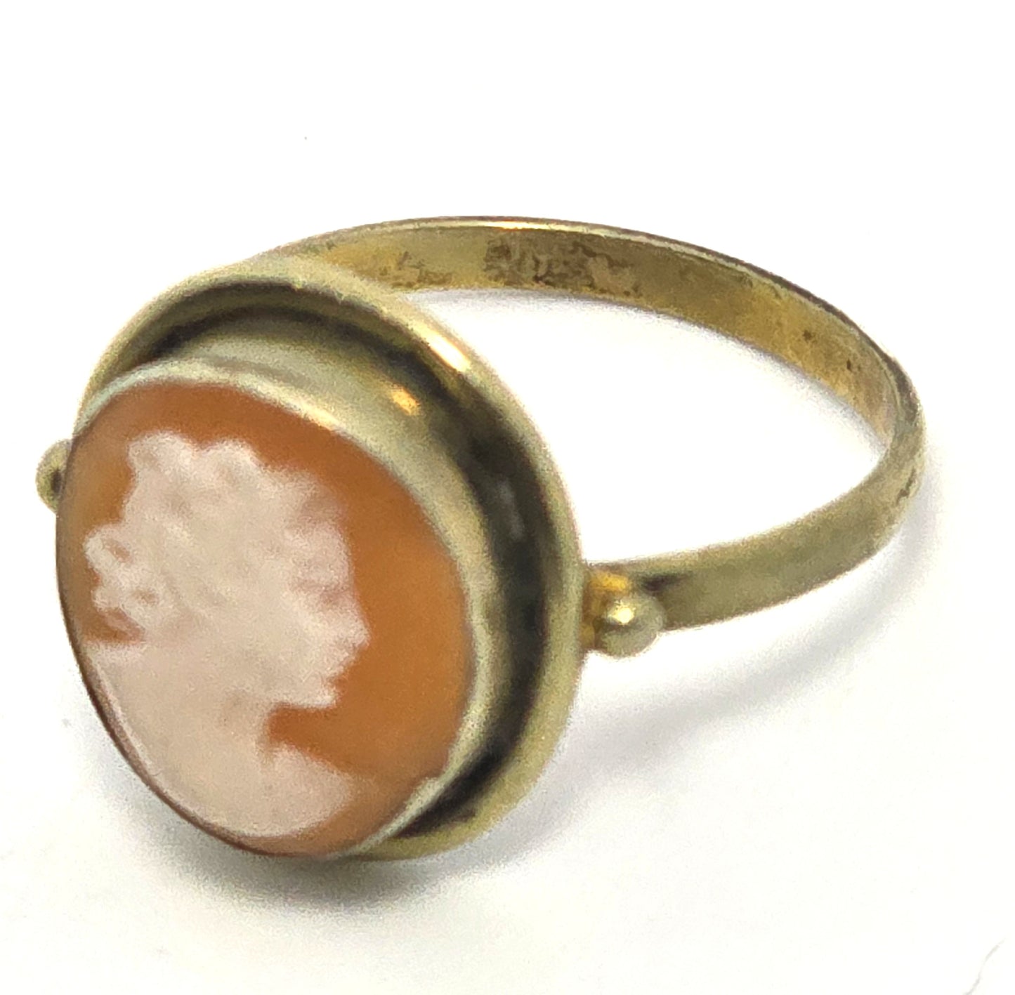 Carved shell vermeil delicate vintage gold over 800 silver ring size 5