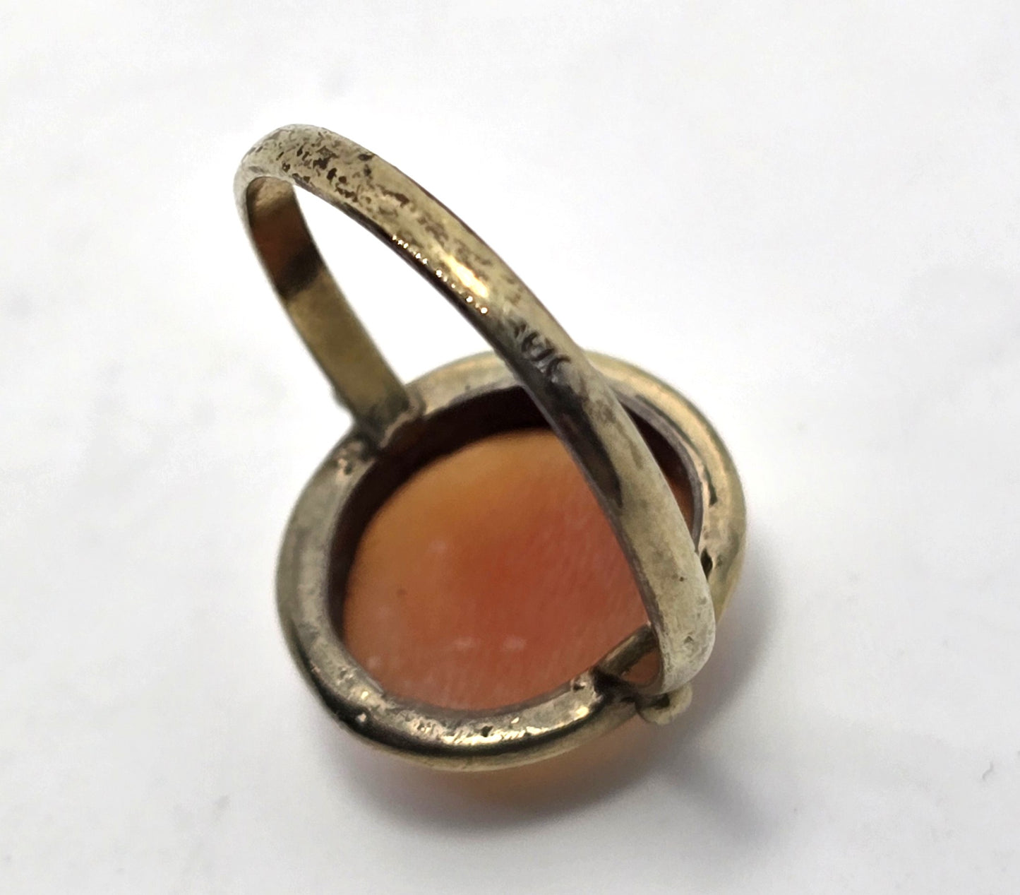 Carved shell vermeil delicate vintage gold over 800 silver ring size 5