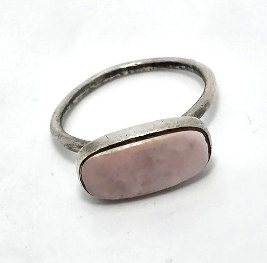 Pink Opal minimalist vintage sterling silver stacker ring size 6