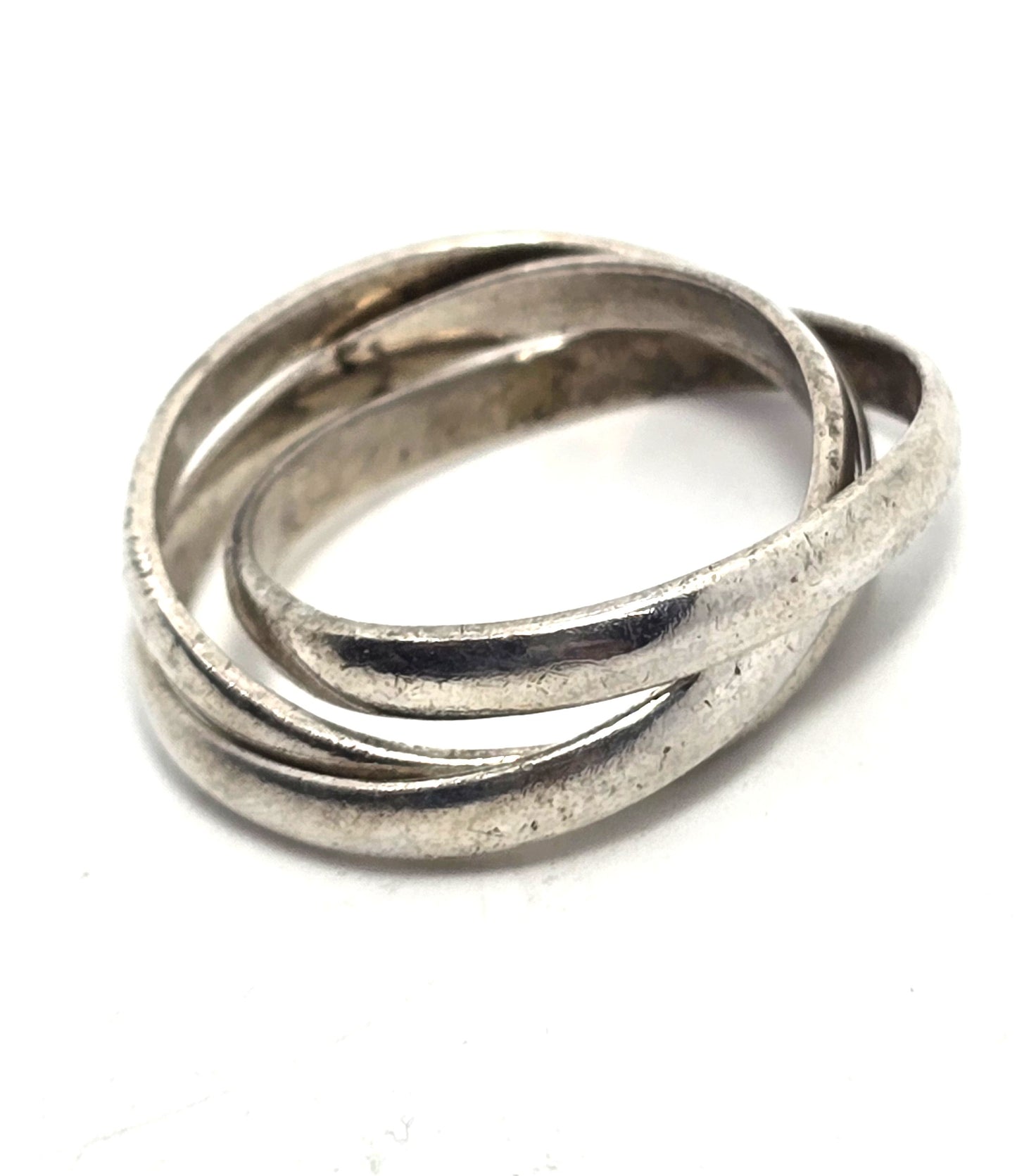 Puzzle Ring Modernist Mexican Taxco 3 ring vintage sterling silver ring size 9