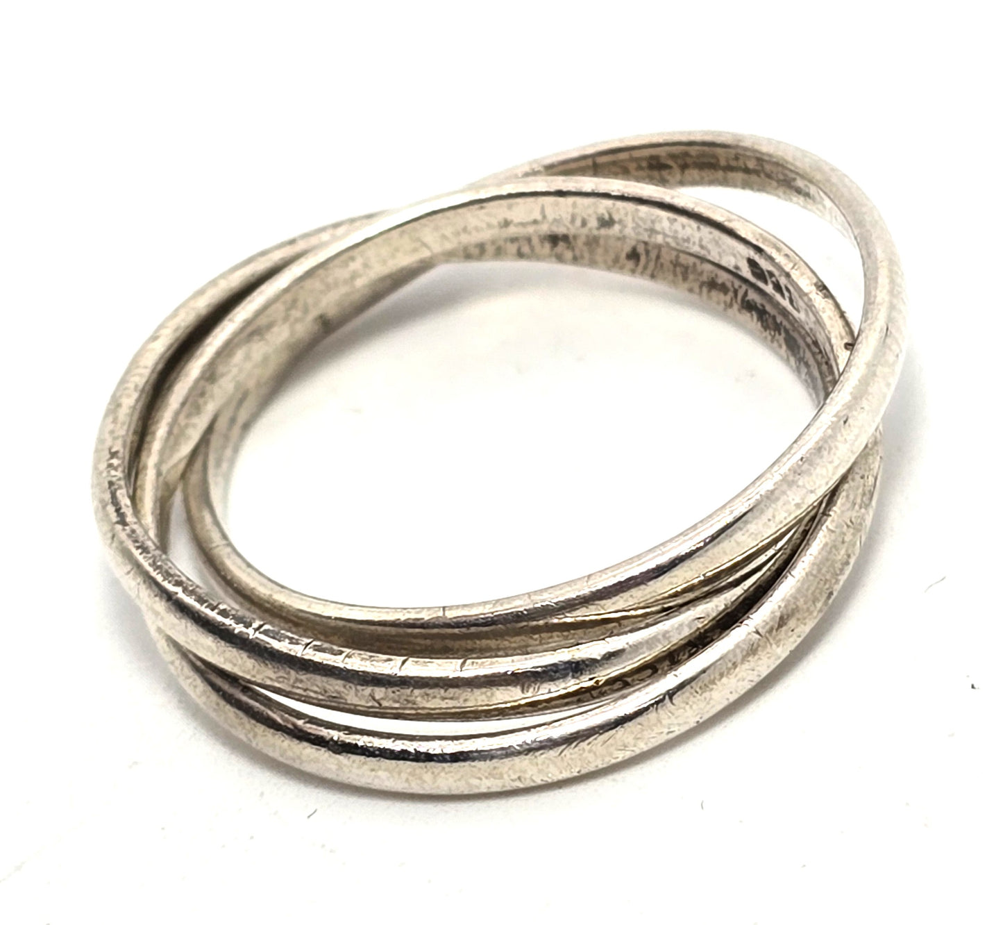 Puzzle Ring Modernist Mexican Taxco 3 ring vintage sterling silver ring size 10