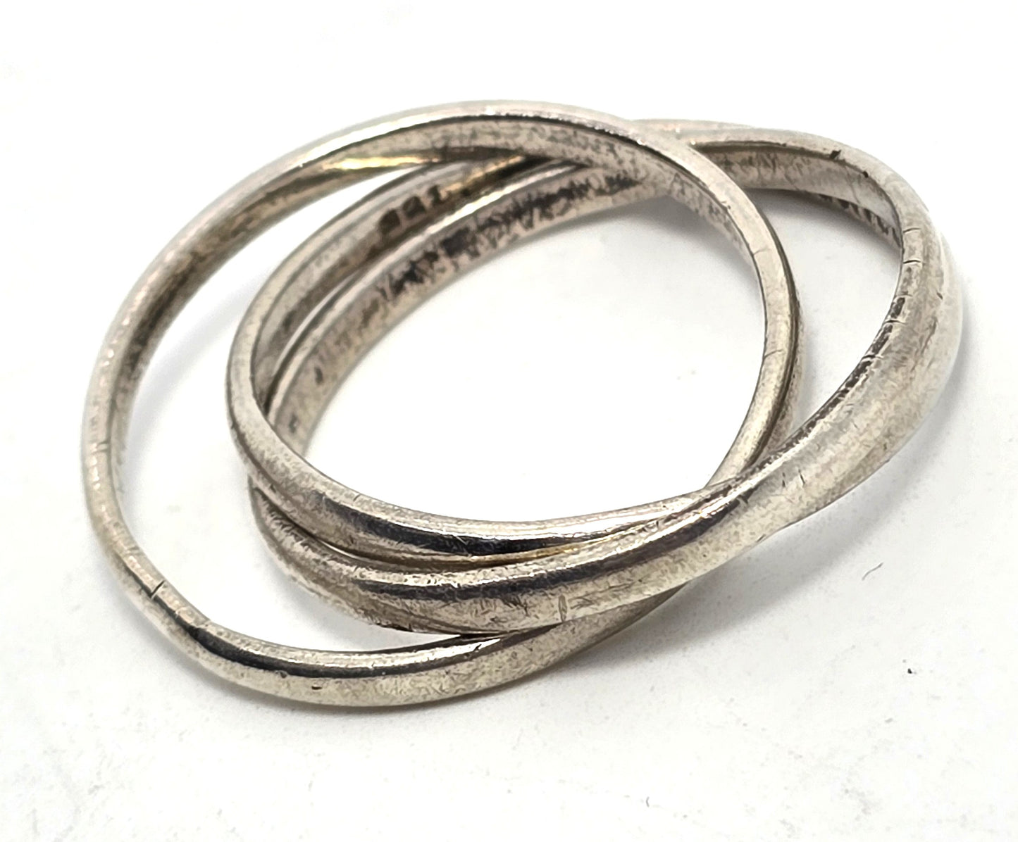 Puzzle Ring Modernist Mexican Taxco 3 ring vintage sterling silver ring size 10