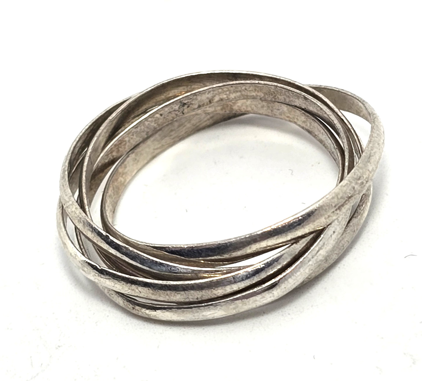 Puzzle Ring Modernist 5 ring vintage sterling silver ring size 8.5
