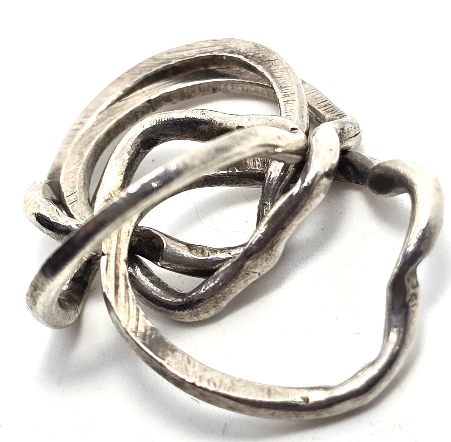 Puzzle Ring Modernist 4 ring vintage sterling silver ring size 5.5