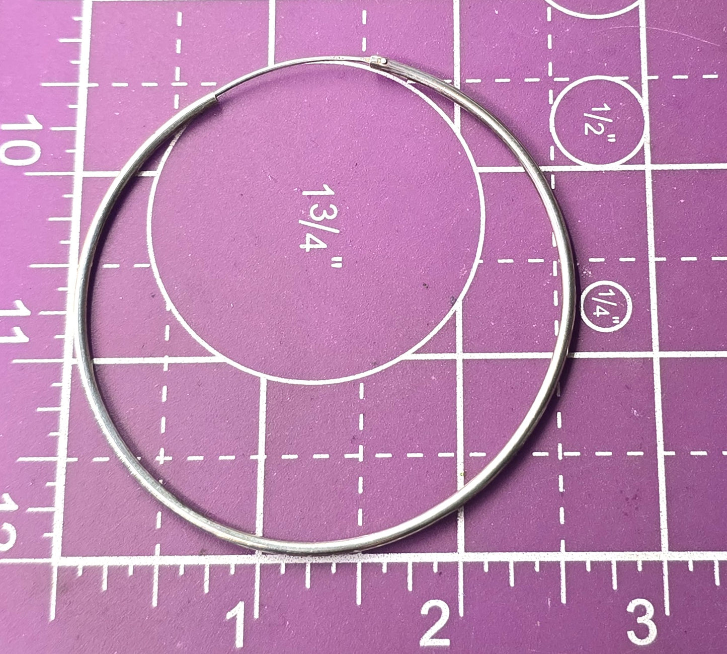 Extra large thin vintage sterling silver 1 and 7/8ths" inch threaded hoop earrings
