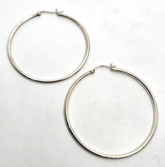 Lever back large thin 2" inch sterling silver vintage earrings