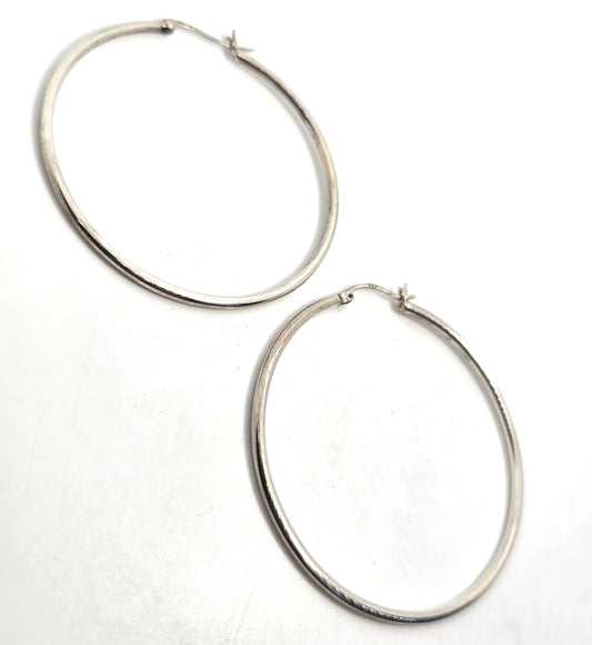 Lever back large thin 2" inch sterling silver vintage earrings