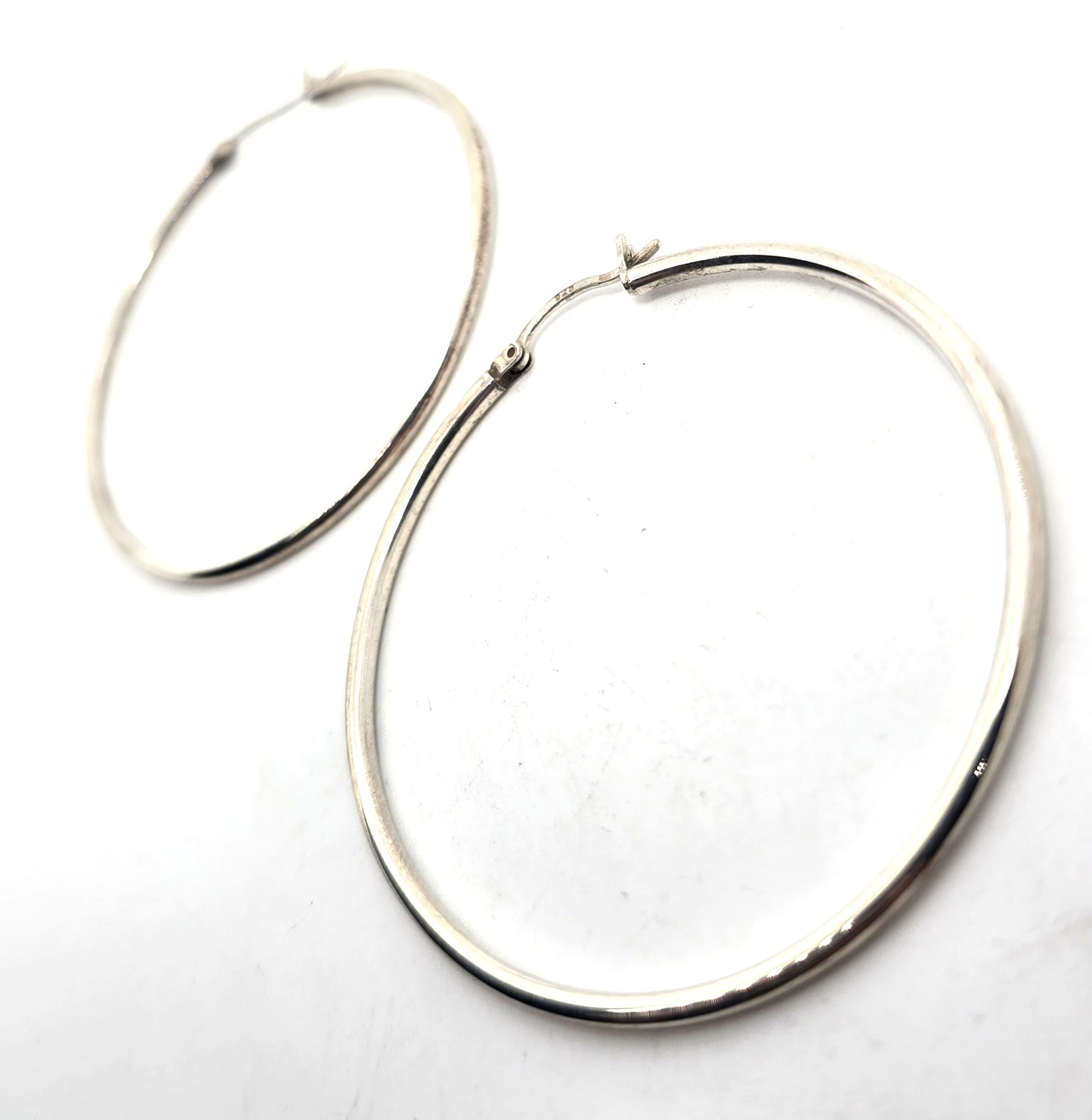 Lever back large thin 2" inch sterling silver vintage earrings