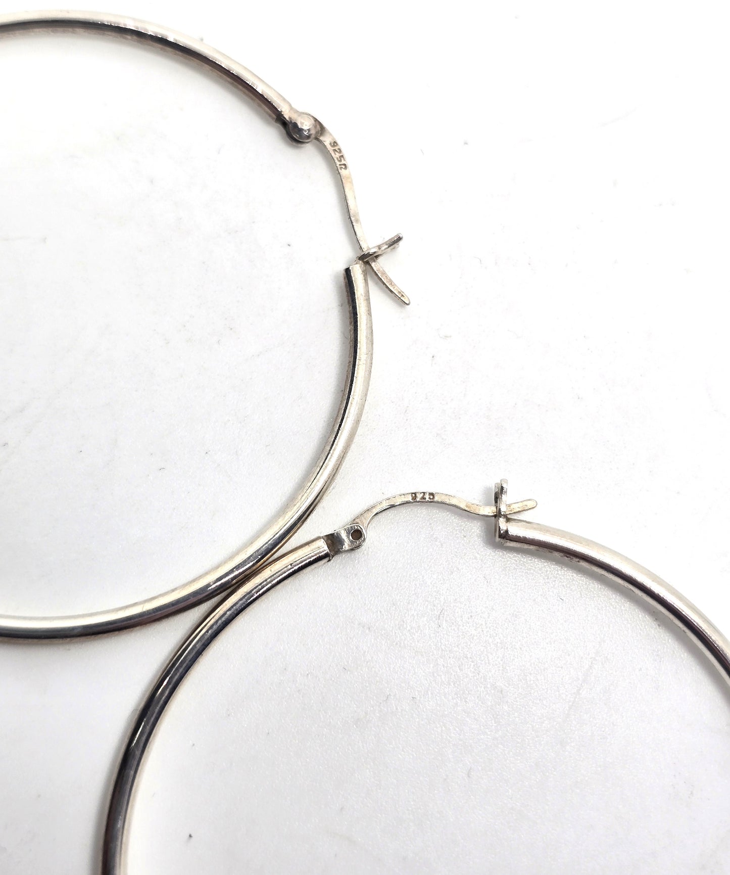 Lever back large thin 2" inch sterling silver vintage earrings