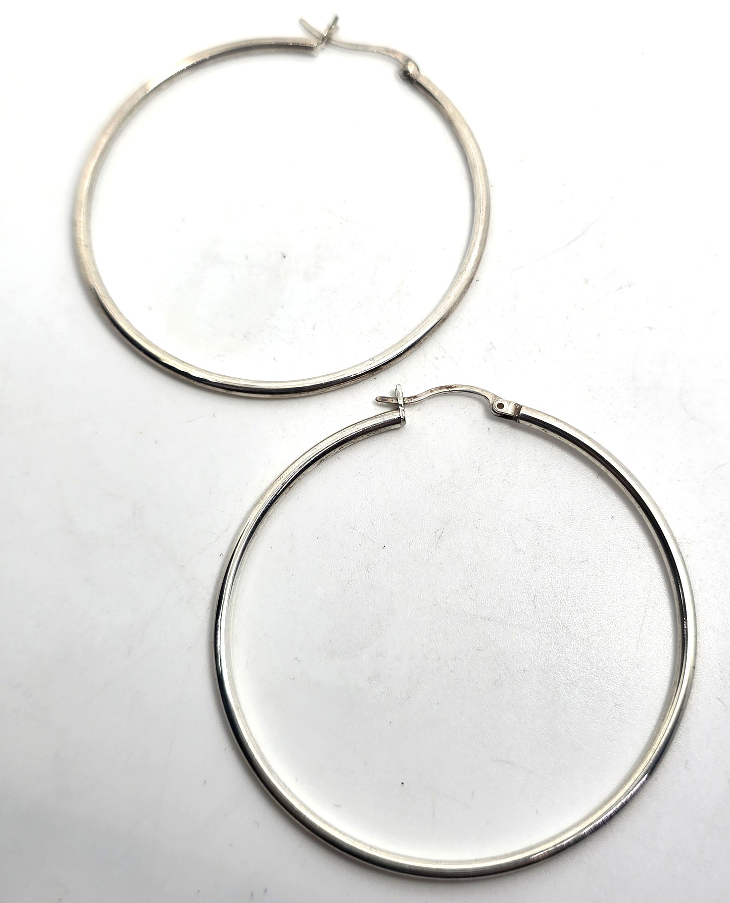 Lever back large thin 2" inch sterling silver vintage earrings