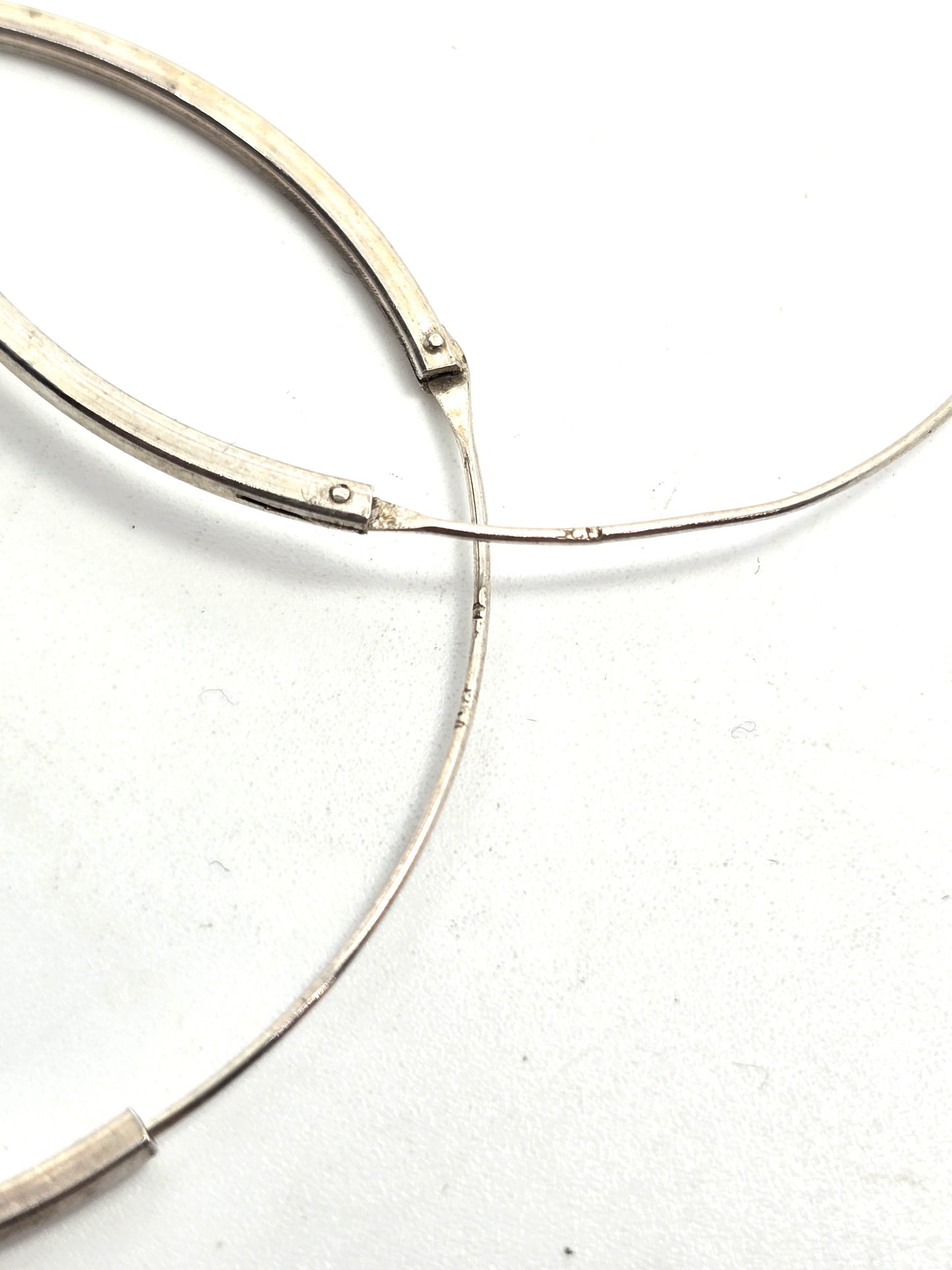 Extra large thin vintage sterling silver 1 and 7/8ths" inch threaded hoop earrings