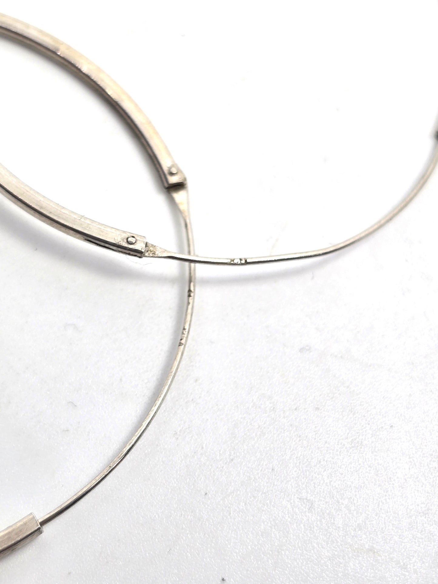 Extra large thin vintage sterling silver 1 and 7/8ths" inch threaded hoop earrings